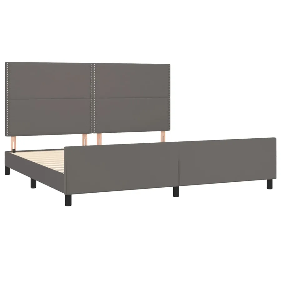 Cadre de lit sans matelas gris 200x200 cm similicuir - 4