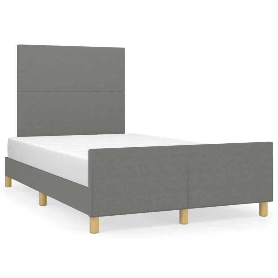 Cadre de lit sans matelas gris foncé 120x200 cm tissu - 2