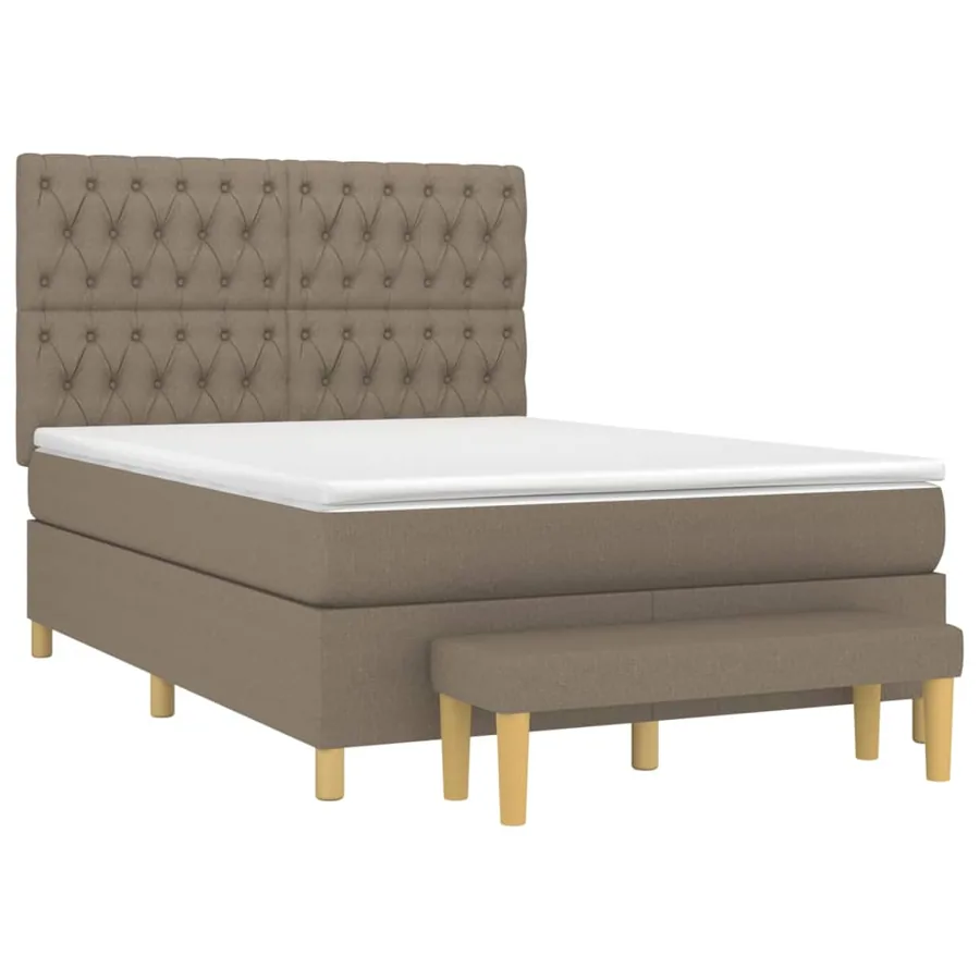Sommier à lattes de lit avec matelas Taupe 140x190 cm Tissu - 3