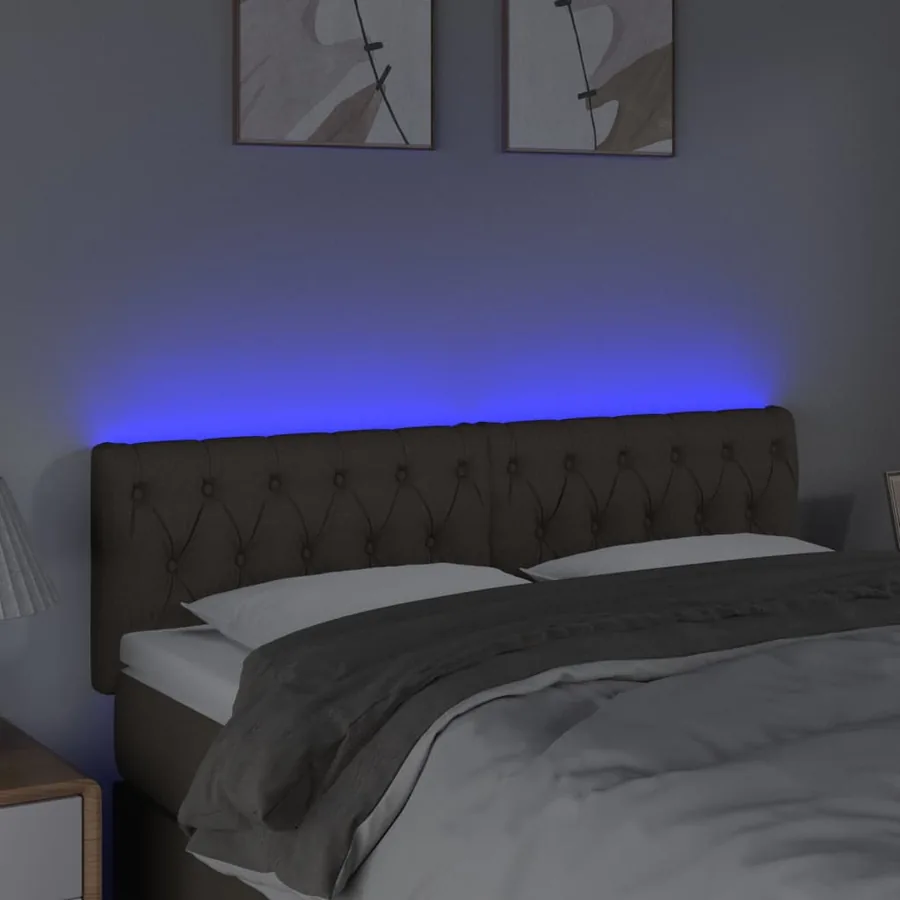 Tête de lit à LED Taupe 144x7x78/88 cm Tissu - 3