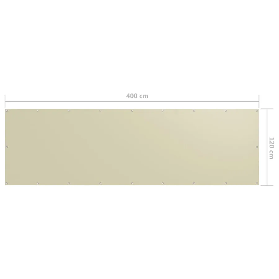 Écran de balcon Crème 120x400 cm Tissu Oxford - 5