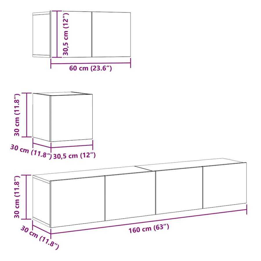 Ensemble de meubles TV 4 pcs Chêne fumé Bois d'ingénierie - 15