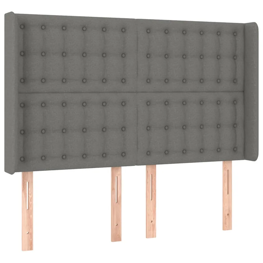 Tête de lit avec oreilles Gris foncé 147x16x118/128 cm Tissu - 2