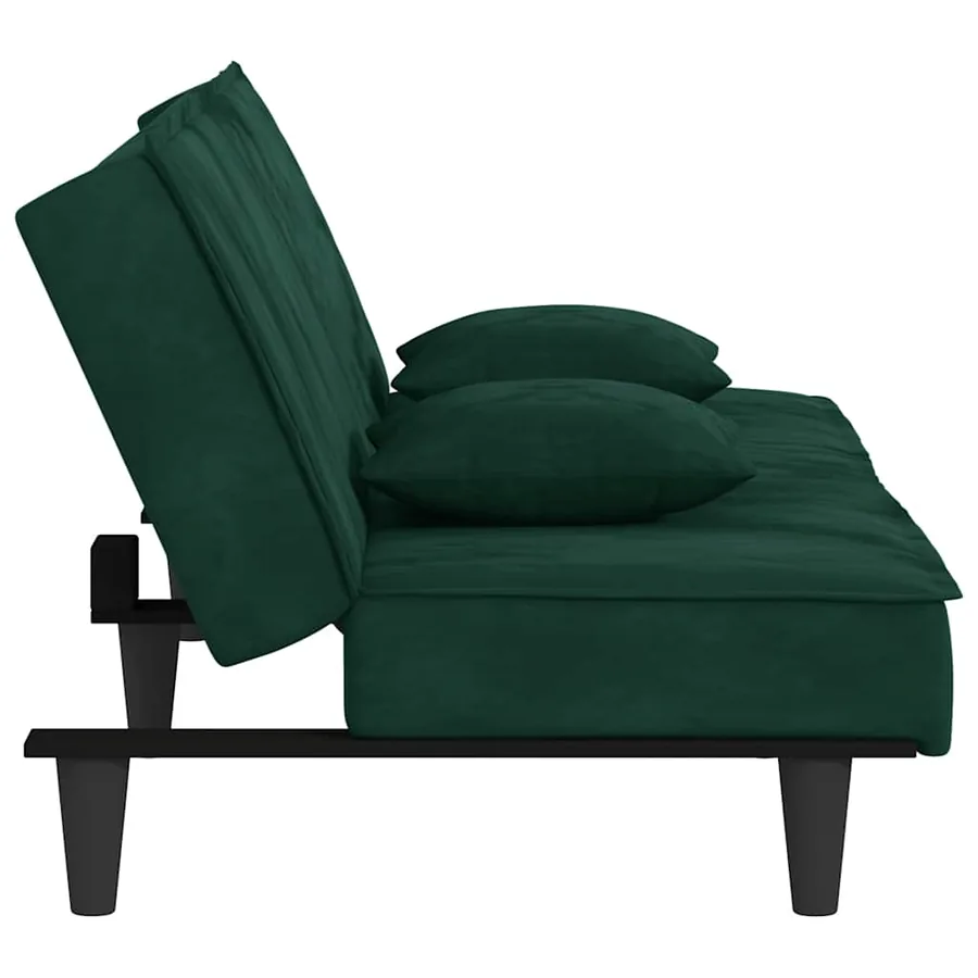 Canapé-lit vert foncé Velours - 5