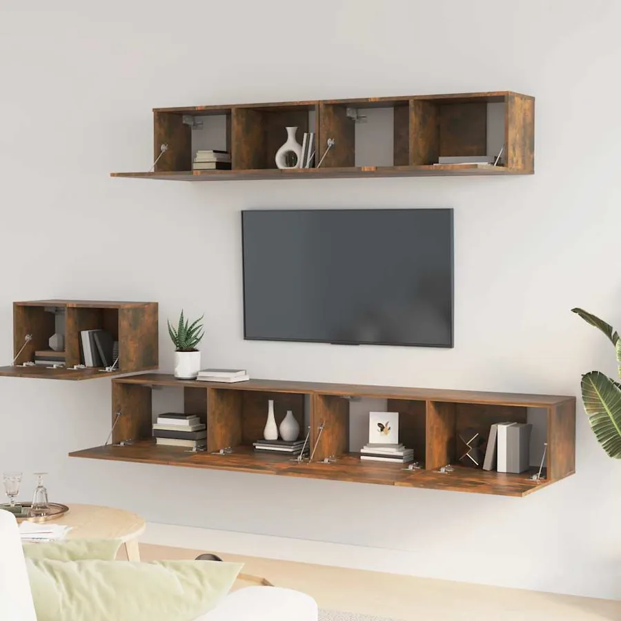 Ensemble de meubles TV 5 pcs Chêne fumé Bois d'ingénierie - 3