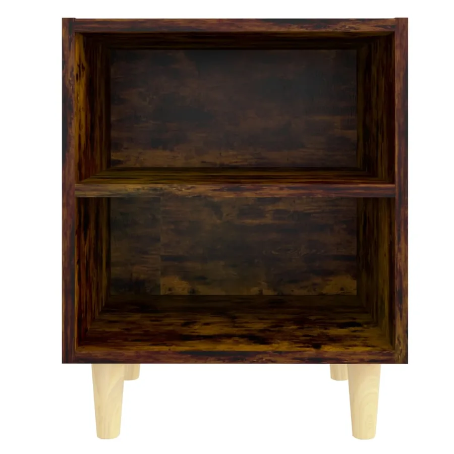 Table de chevet avec pieds en bois massif Chêne fumé 40x30x50cm - 3