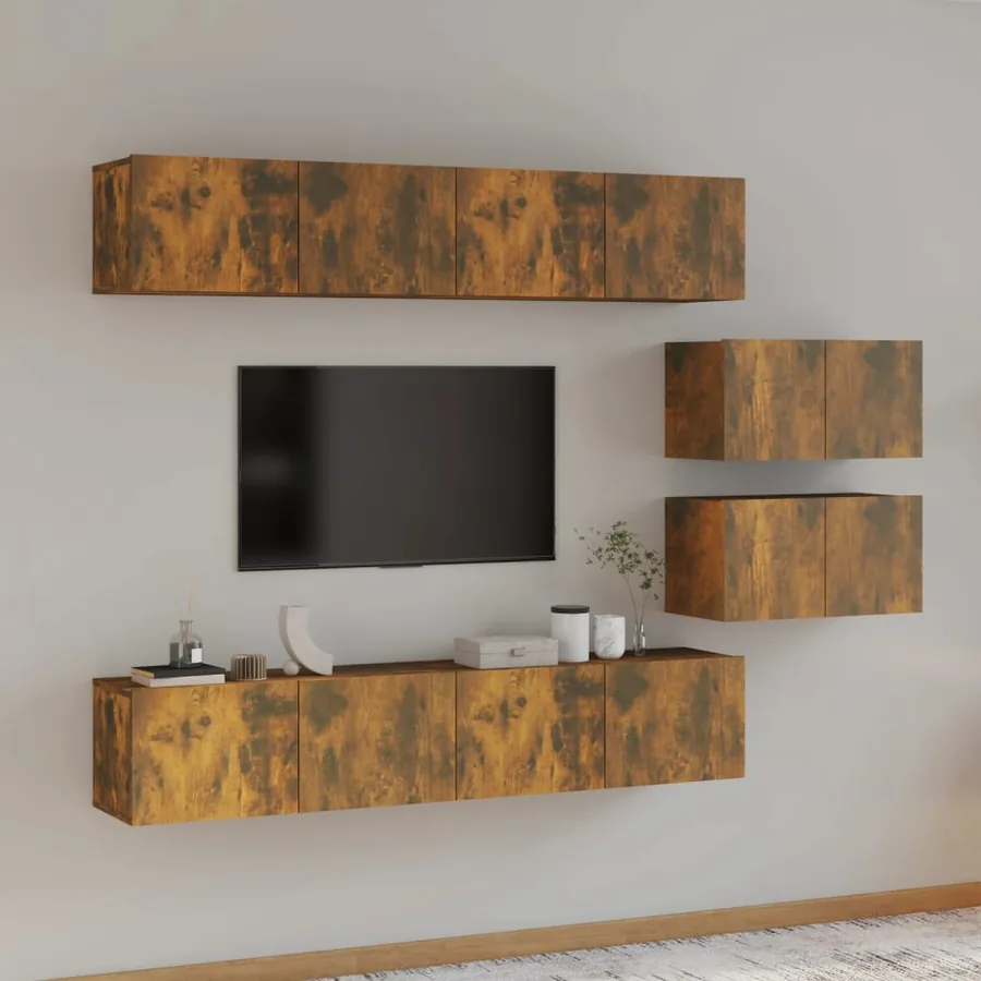 Ensemble de meubles TV 6 pcs Chêne fumé Bois d'ingénierie
