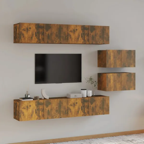 Ensemble de meubles TV 6 pcs Chêne fumé Bois d'ingénierie