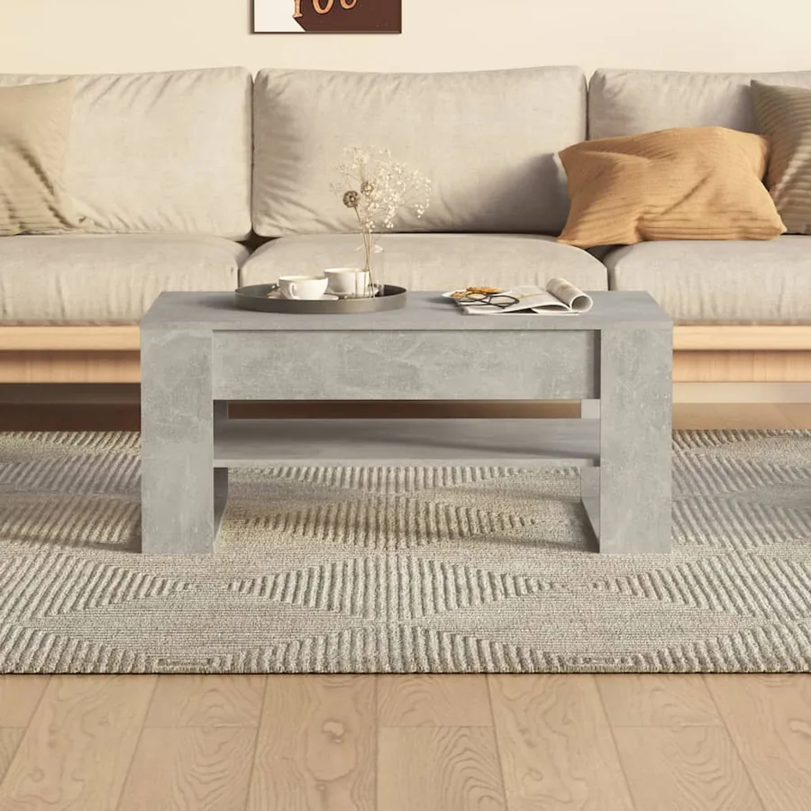 Table basse Gris béton 102x55x45 cm Bois d'ingénierie - 5