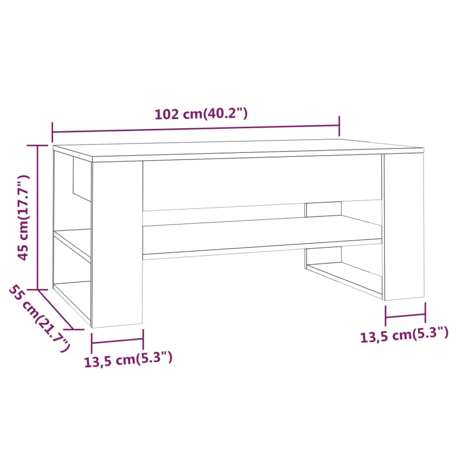 Table basse Gris béton 102x55x45 cm Bois d'ingénierie - 7