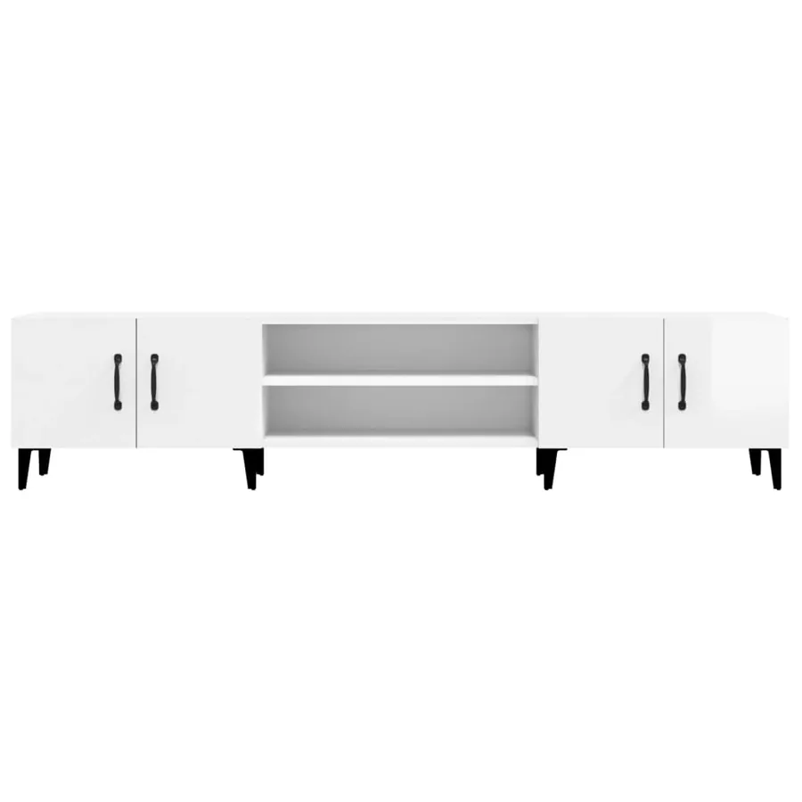 Meuble TV blanc brillant 180x31,5x40 cm bois d'ingénierie - 6