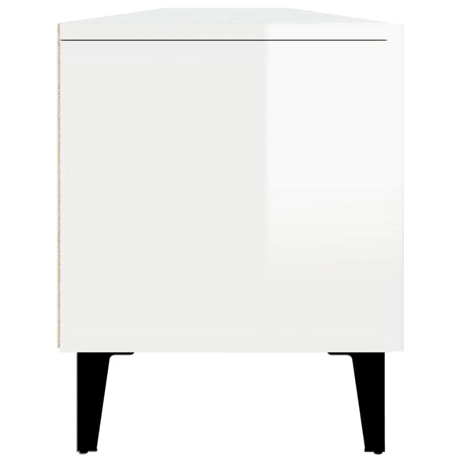 Meuble TV blanc brillant 180x31,5x40 cm bois d'ingénierie - 8
