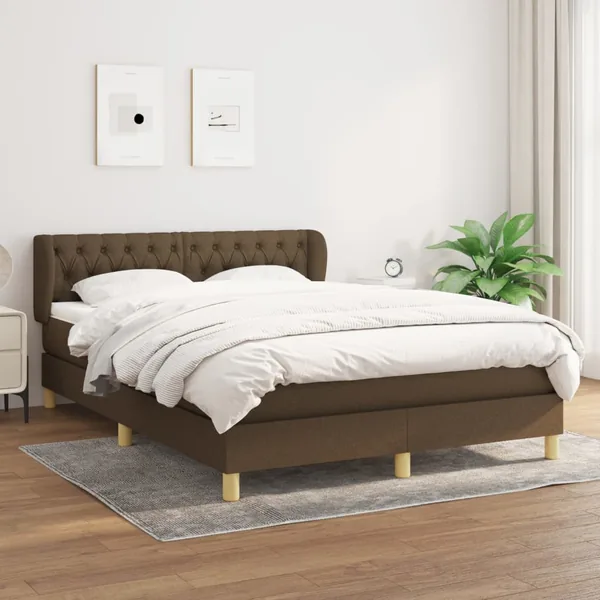 Sommier à lattes de lit avec matelas Marron foncé 140x200 cm