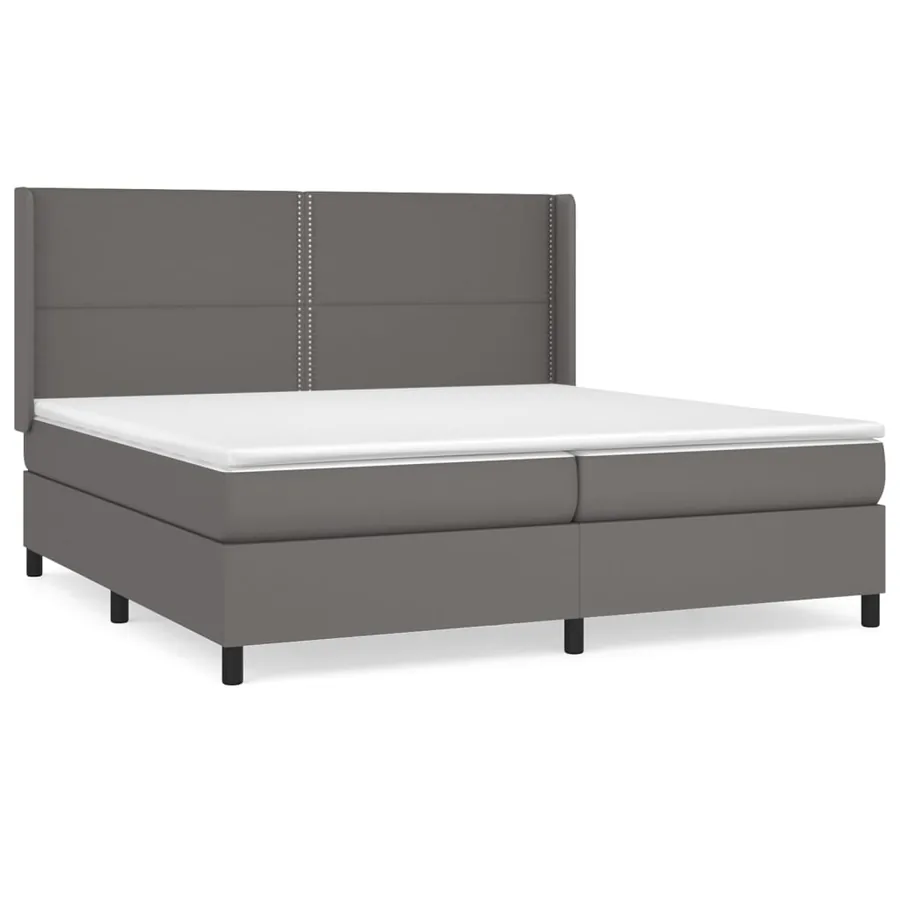 Sommier à lattes de lit avec matelas Gris 200x200 cm Similicuir - 2
