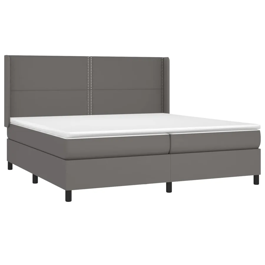 Sommier à lattes de lit avec matelas Gris 200x200 cm Similicuir - 3