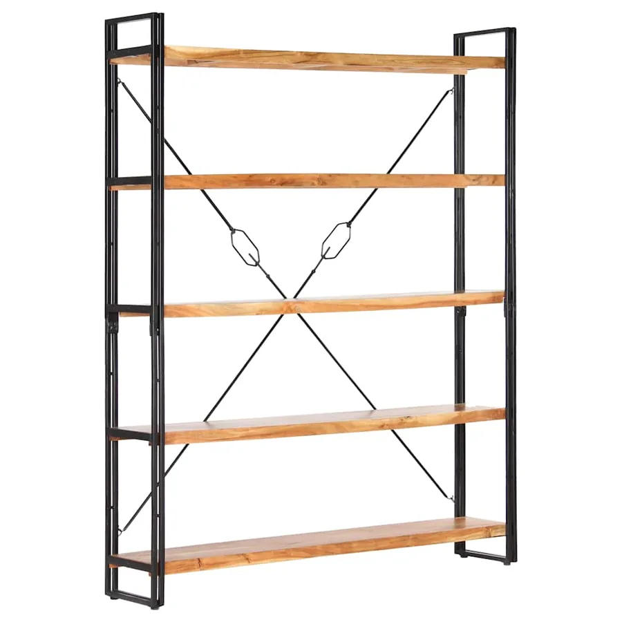 Bibliothèque à 5 niveaux 140x30x180 cm Bois d'acacia solide - 9