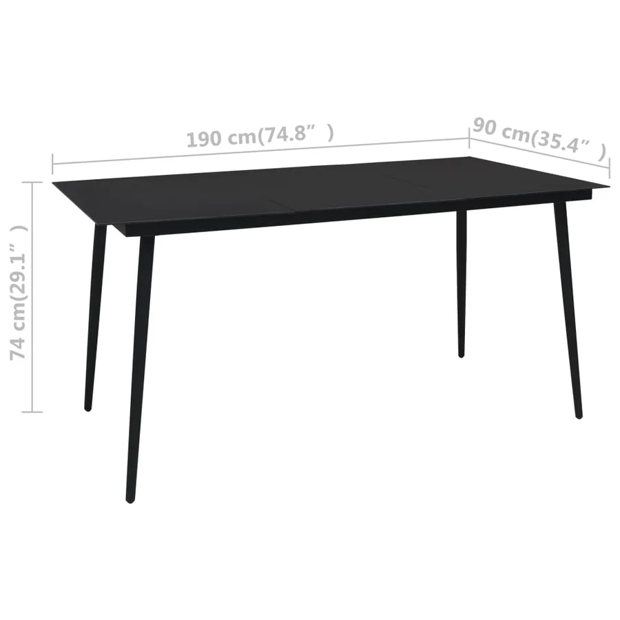 Ensemble à manger d'extérieur 7 pcs Rotin PVC Noir - 12