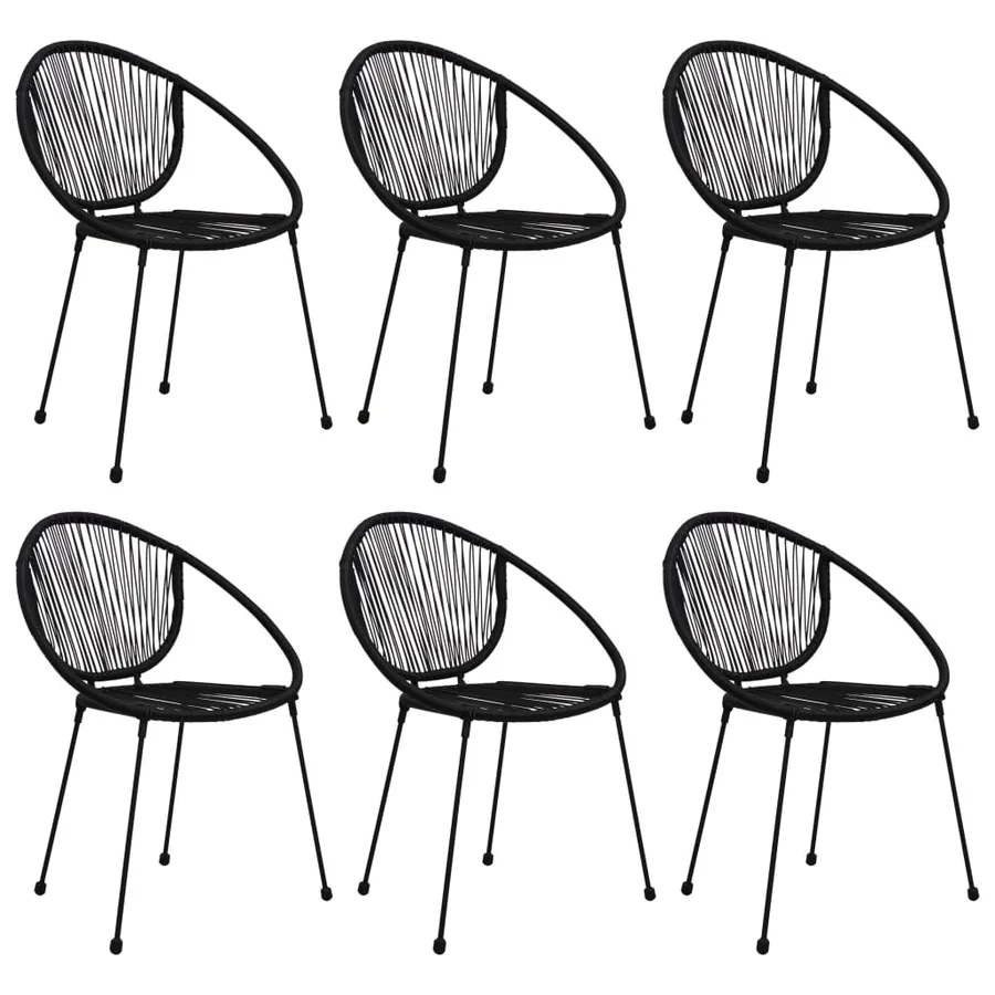 Ensemble à manger d'extérieur 7 pcs Rotin PVC Noir - 6