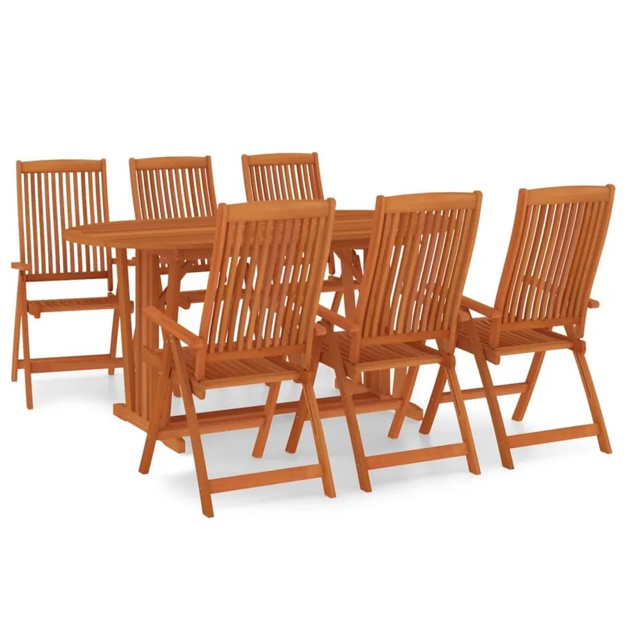 Ensemble à manger de jardin 7 pcs Bois d'eucalyptus massif - 2