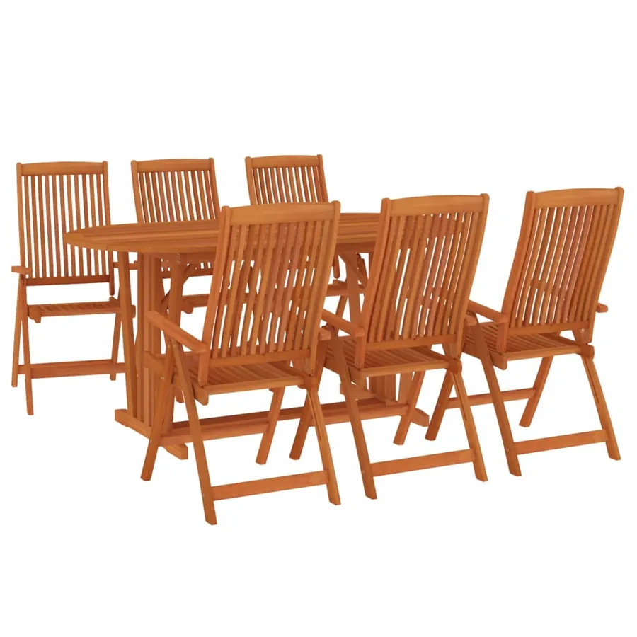 Ensemble à manger de jardin 7 pcs Bois d'eucalyptus massif - 3