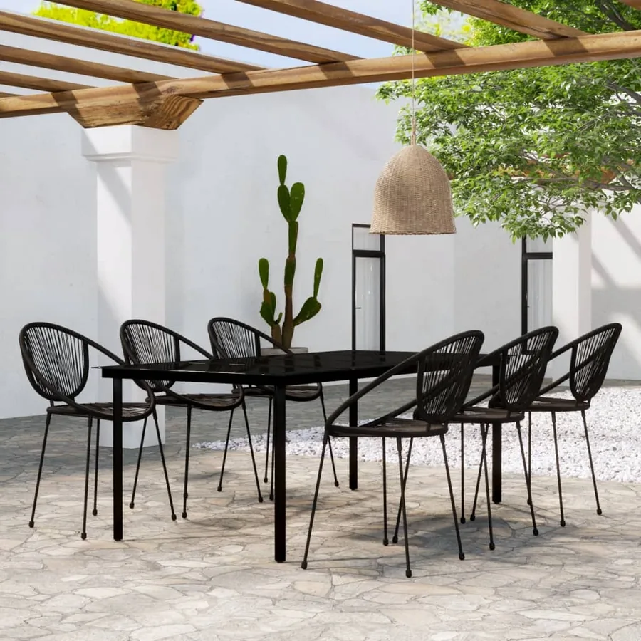 Ensemble à manger de jardin 7 pcs Noir