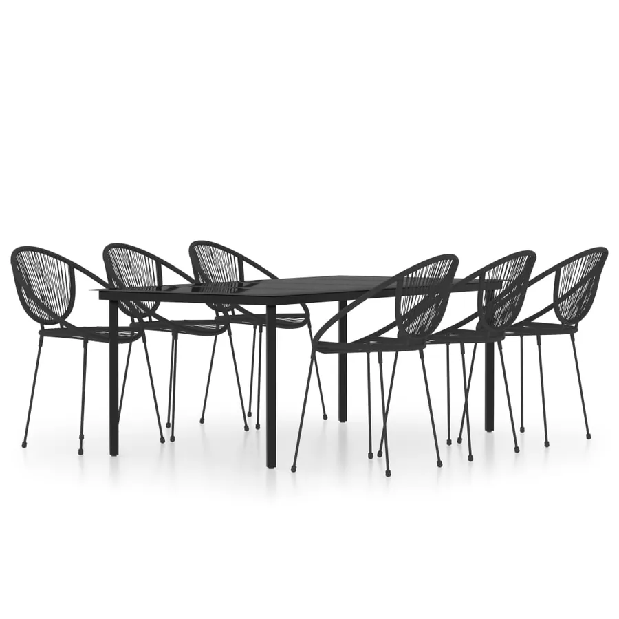 Ensemble à manger de jardin 7 pcs Noir - 2
