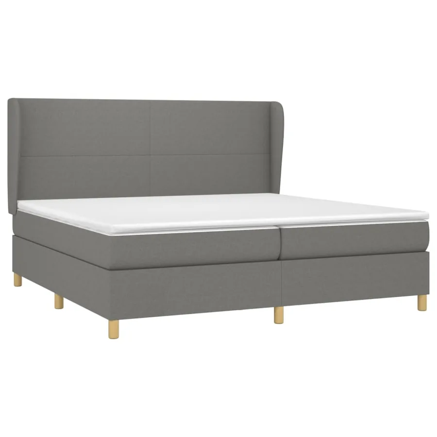 Sommier à lattes de lit avec matelas Gris foncé 200x200cm Tissu - 3