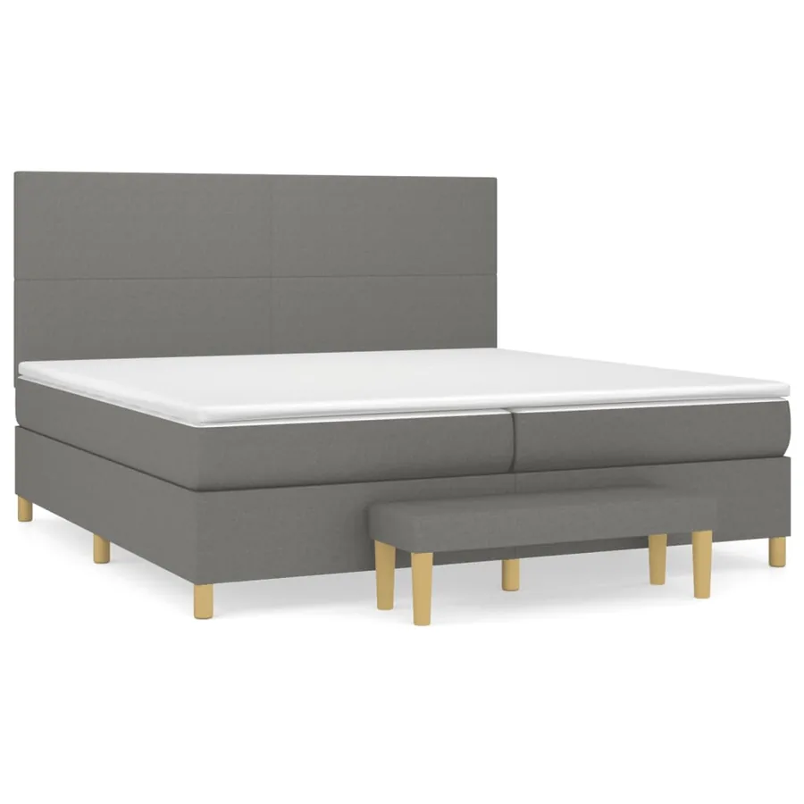 Sommier à lattes de lit avec matelas Gris foncé 200x200cm Tissu - 2