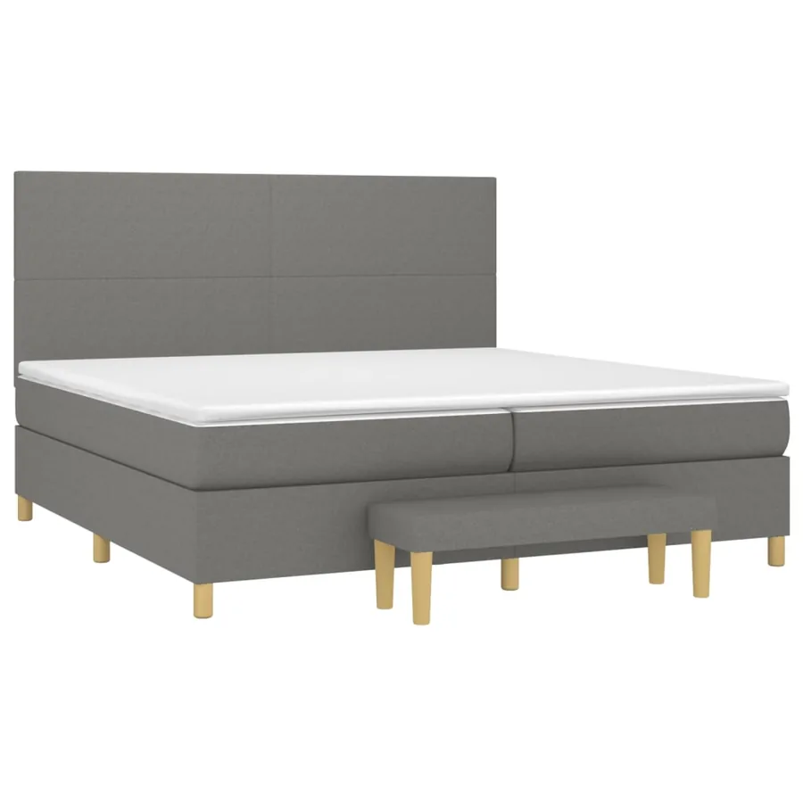 Sommier à lattes de lit avec matelas Gris foncé 200x200cm Tissu - 3
