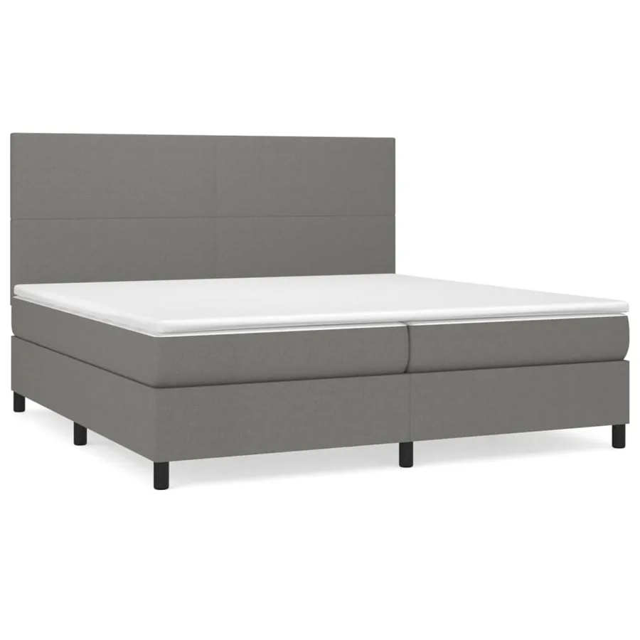Sommier à lattes de lit avec matelas Gris foncé 200x200cm Tissu - 2