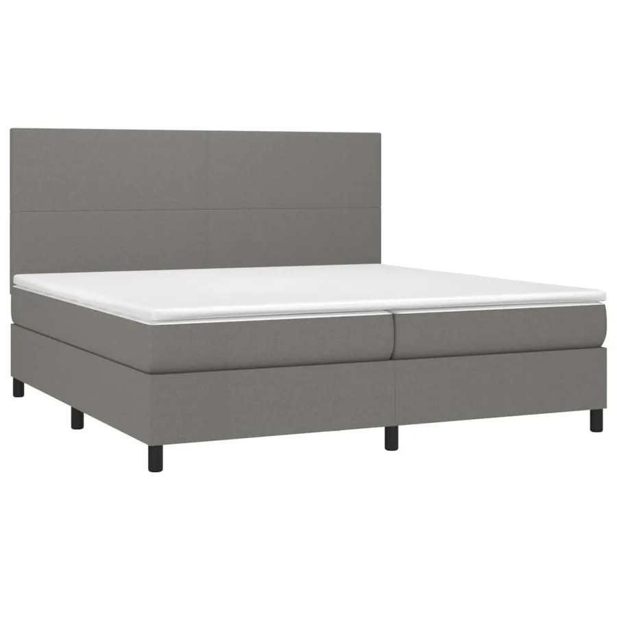 Sommier à lattes de lit avec matelas Gris foncé 200x200cm Tissu - 3
