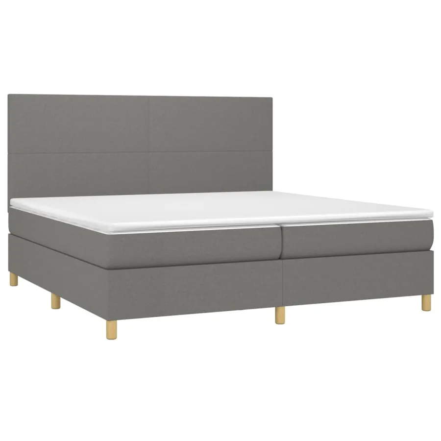 Sommier à lattes de lit et matelas et LED Gris foncé 200x200 cm - 3