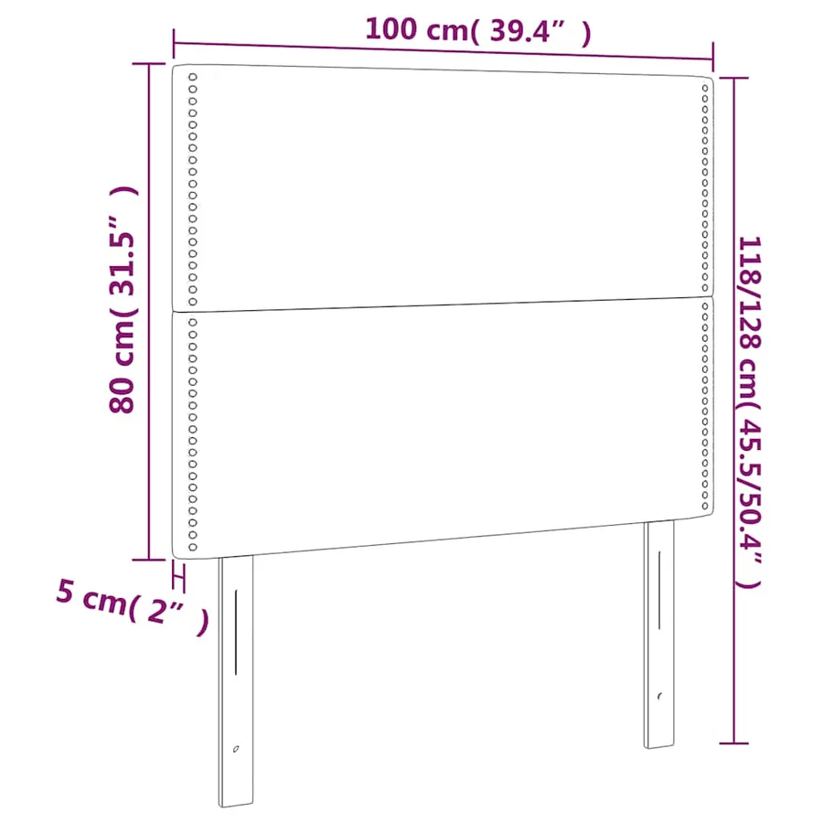 Tête de lit Bleu foncé 100x5x118/128 cm Velours - 8
