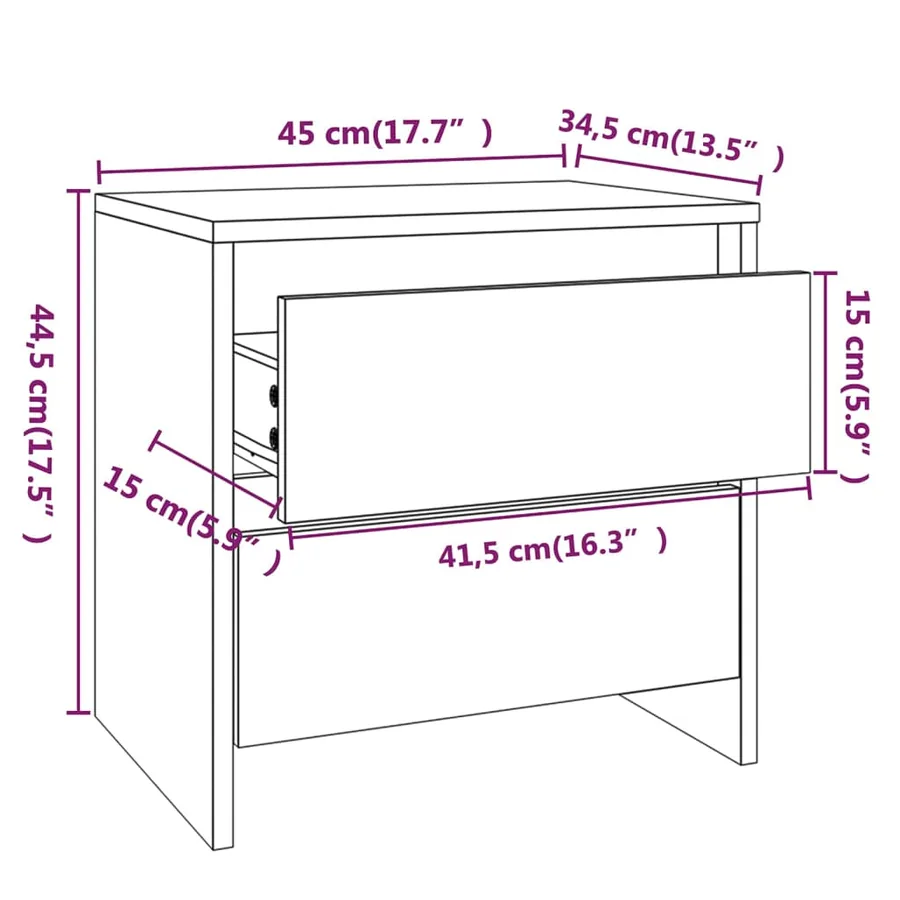 Table de chevet blanc 45x34,5x44,5 cm bois d’ingénierie - 8