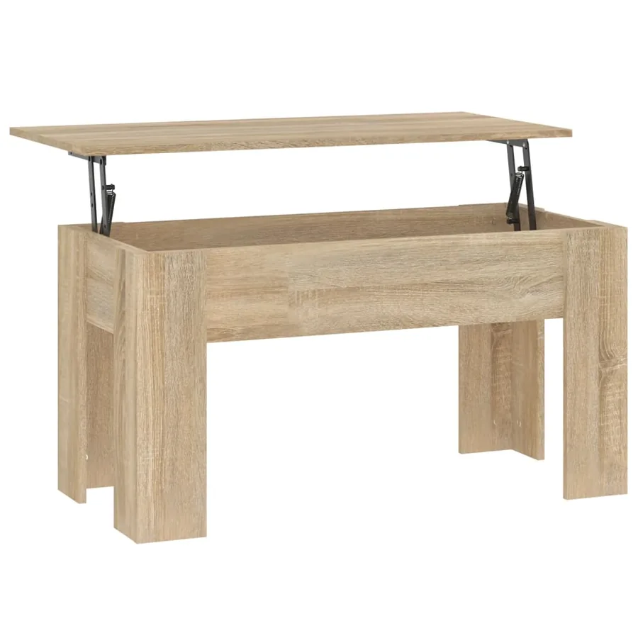 Table basse chêne sonoma 101x49x52 cm bois d'ingénierie - 2