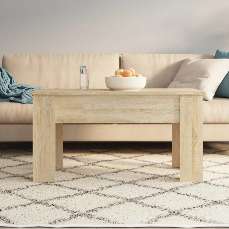 Table basse chêne sonoma 101x49x52 cm bois d'ingénierie - 3