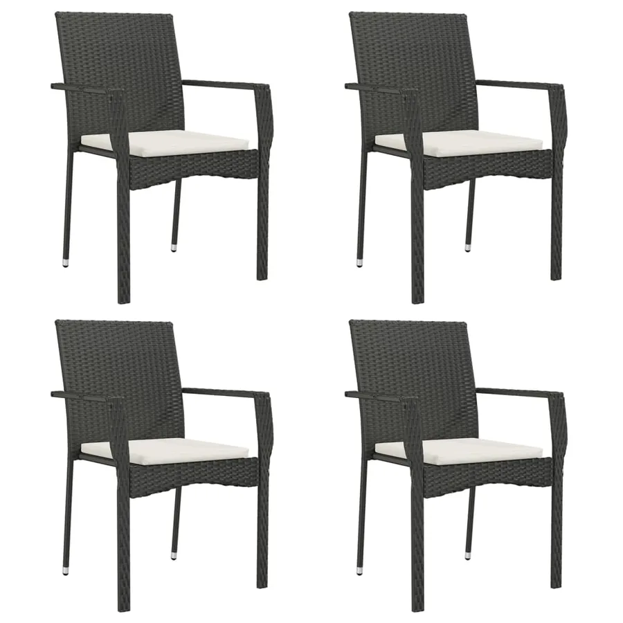 Ensemble à manger de jardin coussins 5pcs Noir Résine tressée - 4