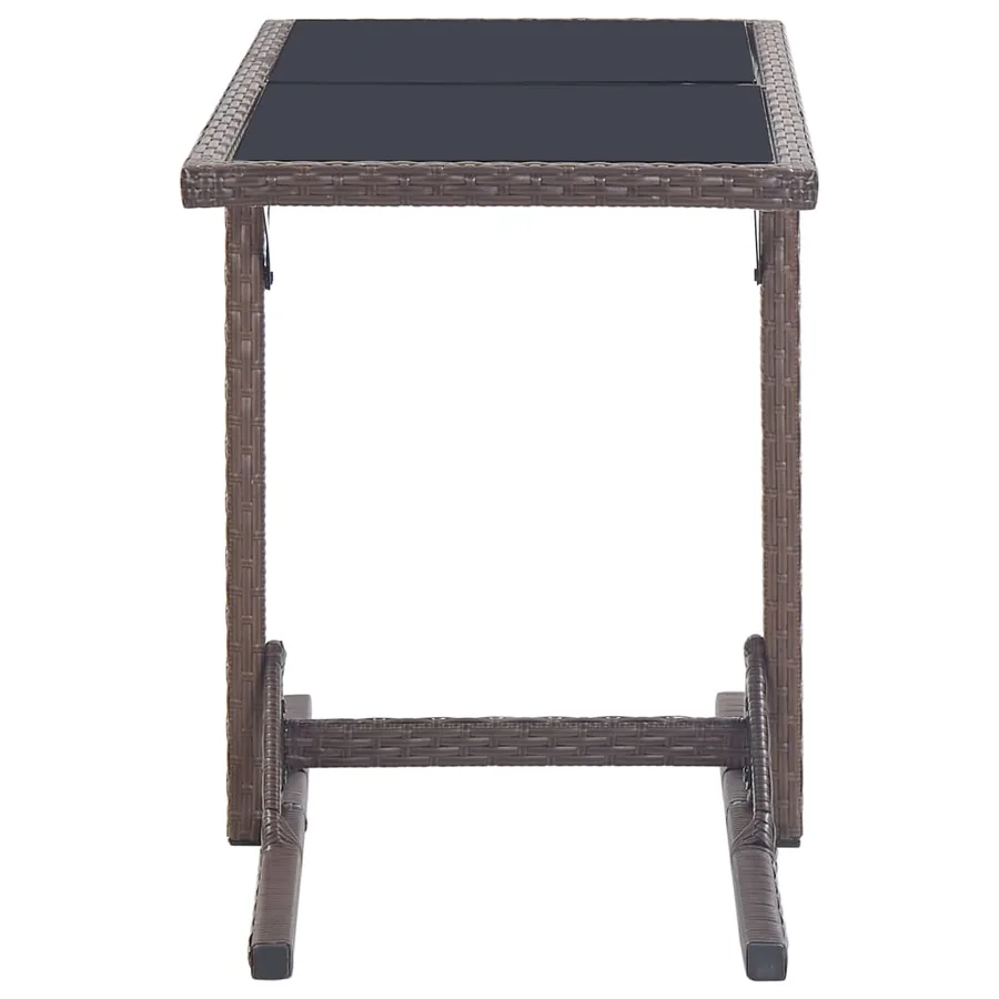 Table de jardin Marron 110x53x72 cm Verre et résine tressée - 3