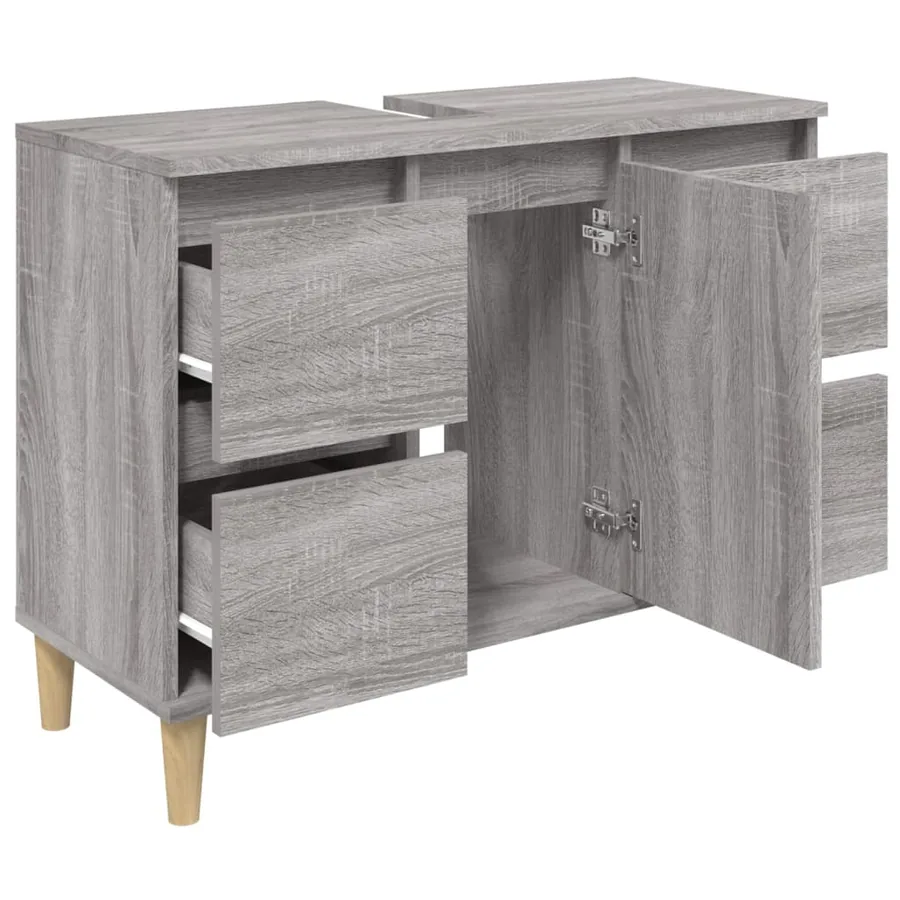 Meuble d'évier sonoma gris 80x33x60 cm bois d'ingénierie - 6