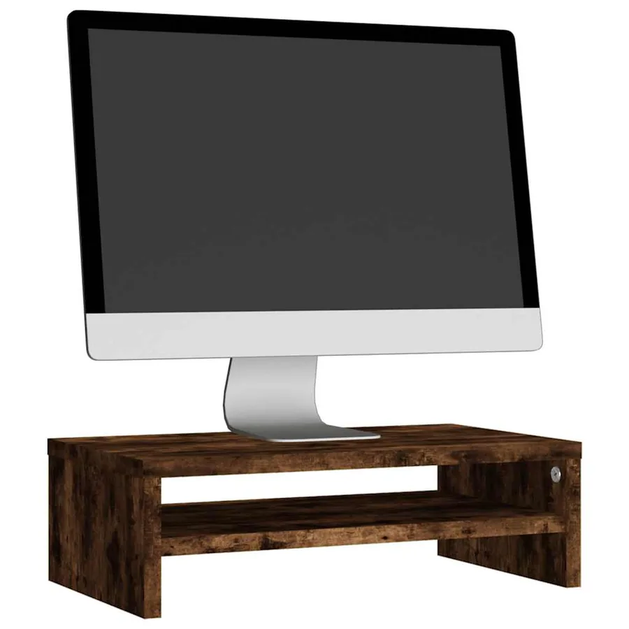 Support de moniteur Chêne fumé 42x24x13 cm Bois d'ingénierie - 3