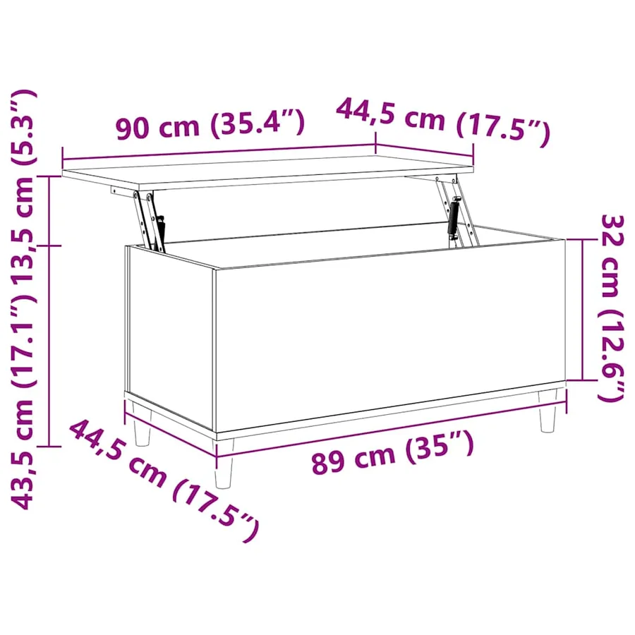 Table basse Blanc brillant 90x44,5x45 cm Bois d'ingénierie - 10