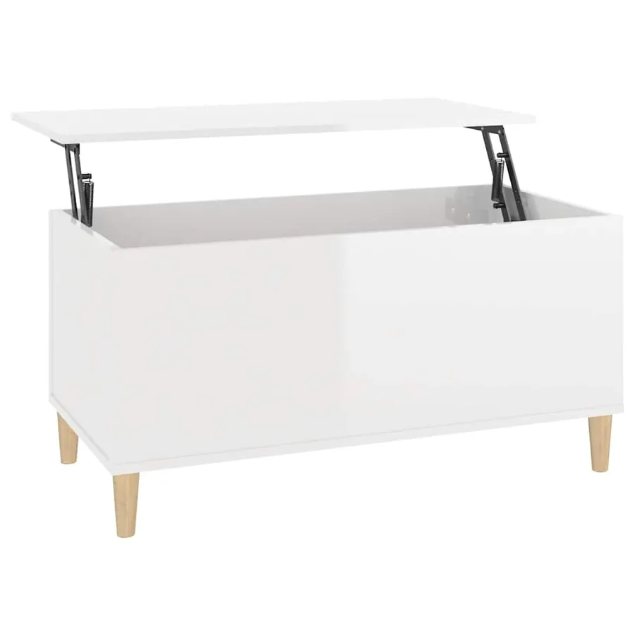 Table basse Blanc brillant 90x44,5x45 cm Bois d'ingénierie - 2