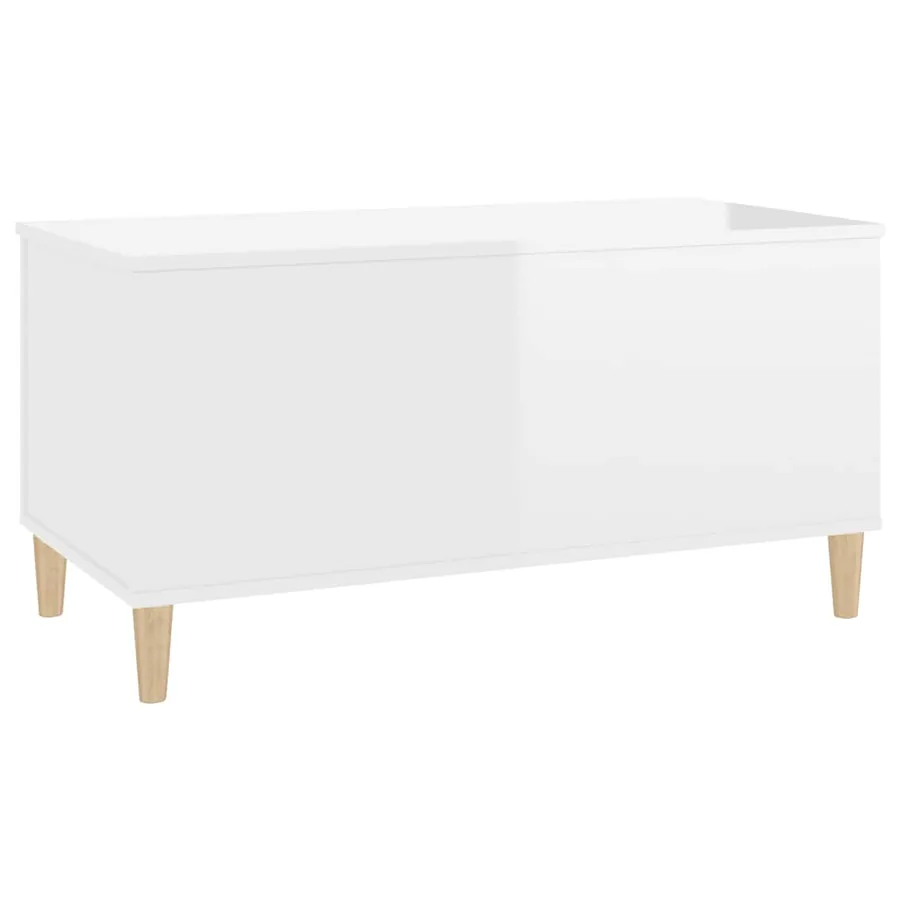 Table basse Blanc brillant 90x44,5x45 cm Bois d'ingénierie - 4