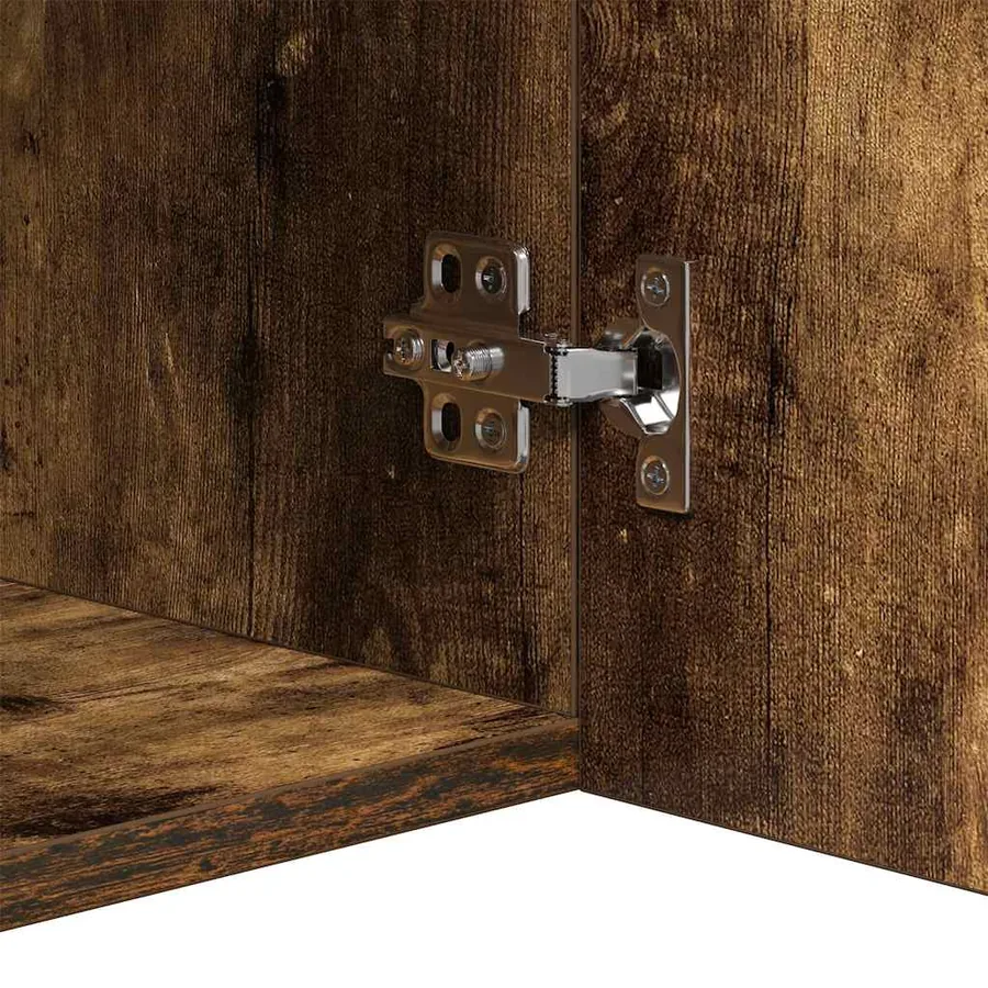 Buffet avec lumières LED chêne fumé 80x35x75 cm - 11