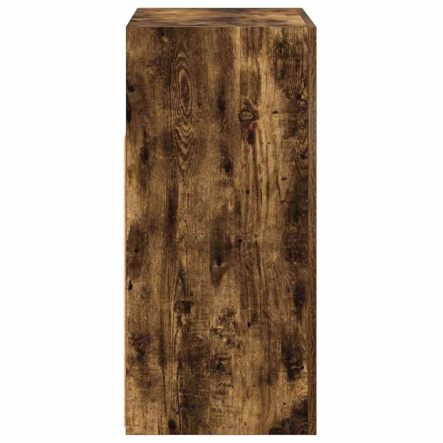 Buffet avec lumières LED chêne fumé 80x35x75 cm - 9