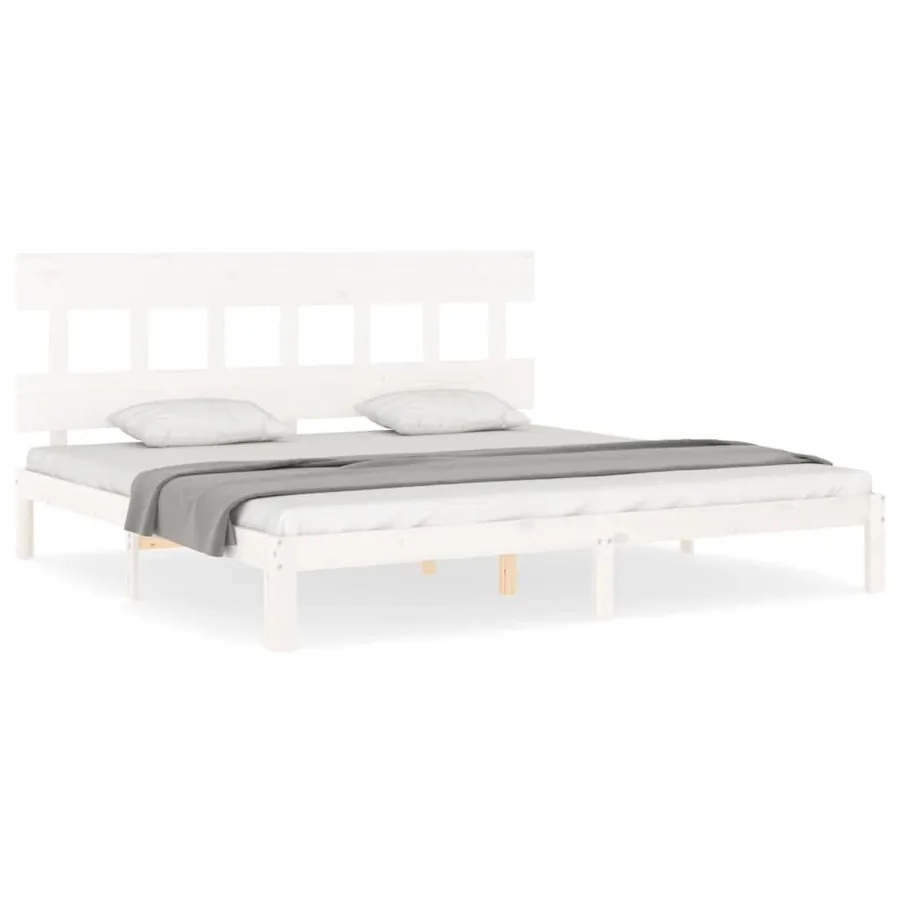 Cadre de lit sans matelas blanc 200x200 cm bois massif de pin - 2