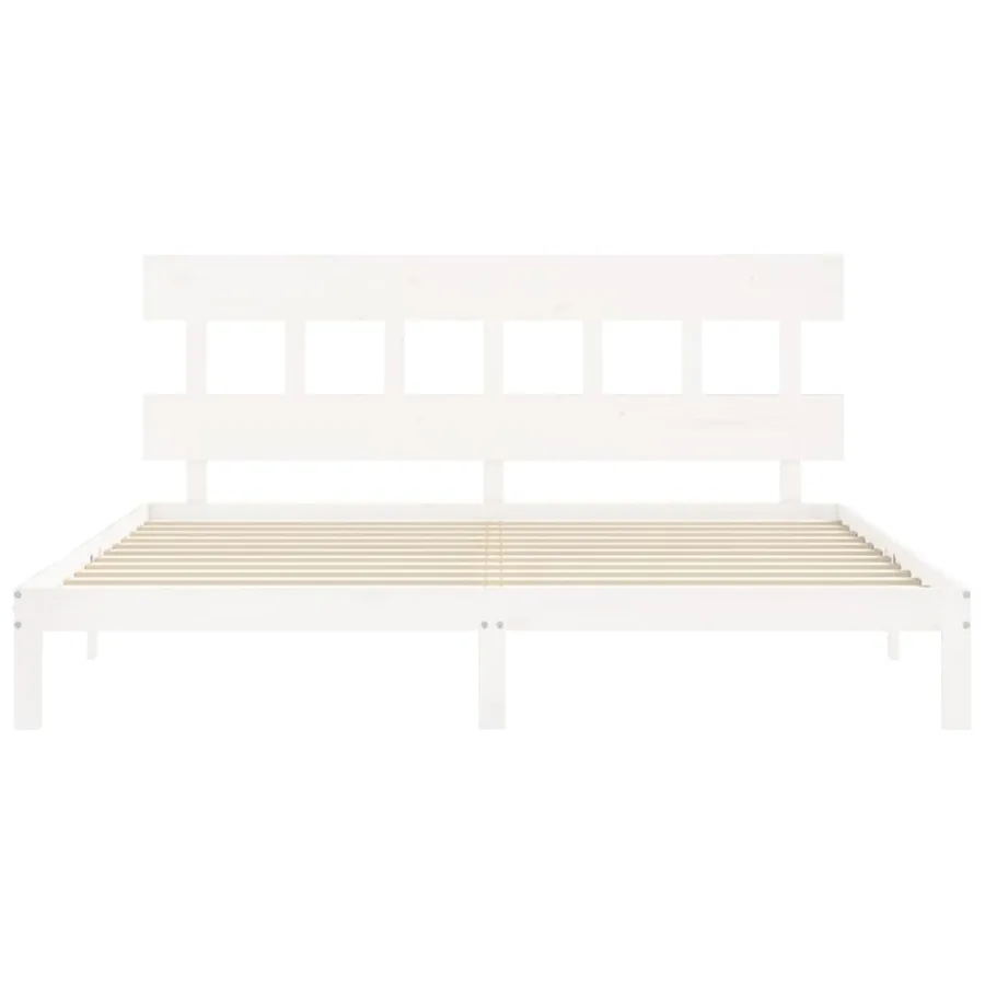 Cadre de lit sans matelas blanc 200x200 cm bois massif de pin - 6