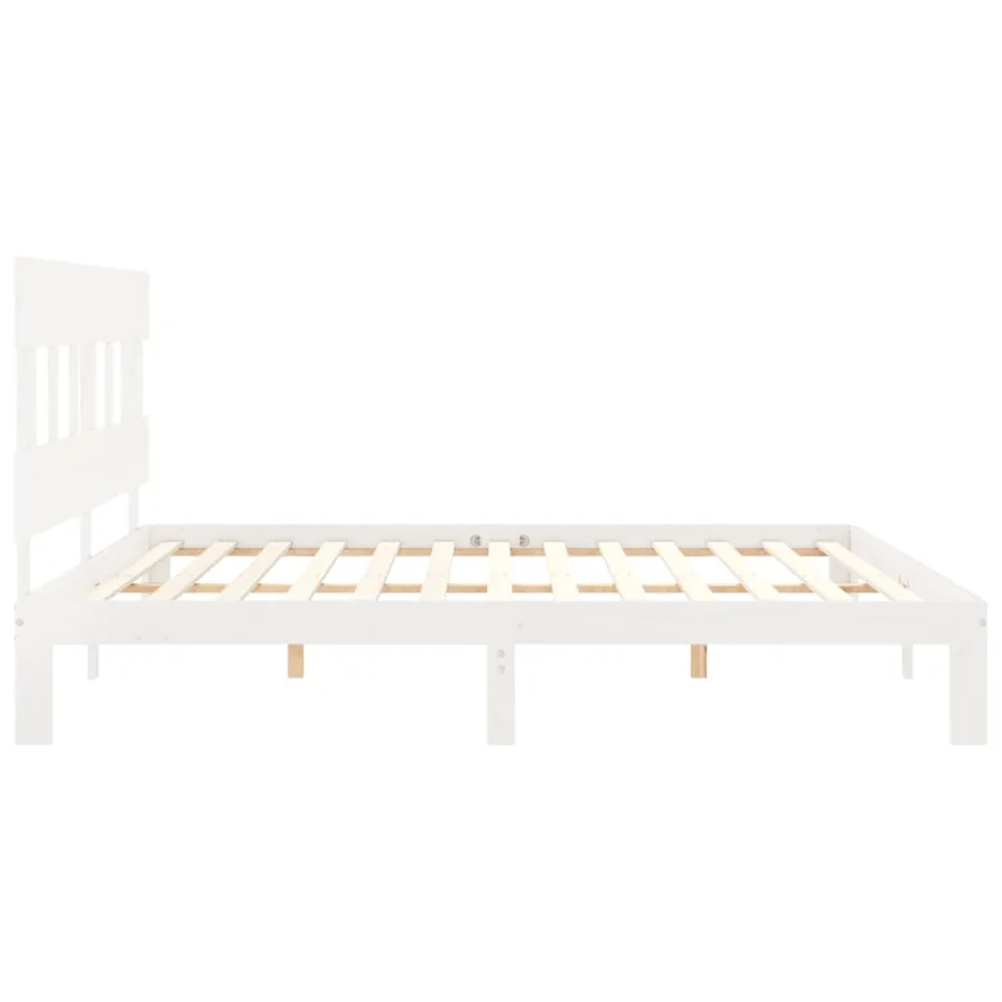 Cadre de lit sans matelas blanc 200x200 cm bois massif de pin - 7