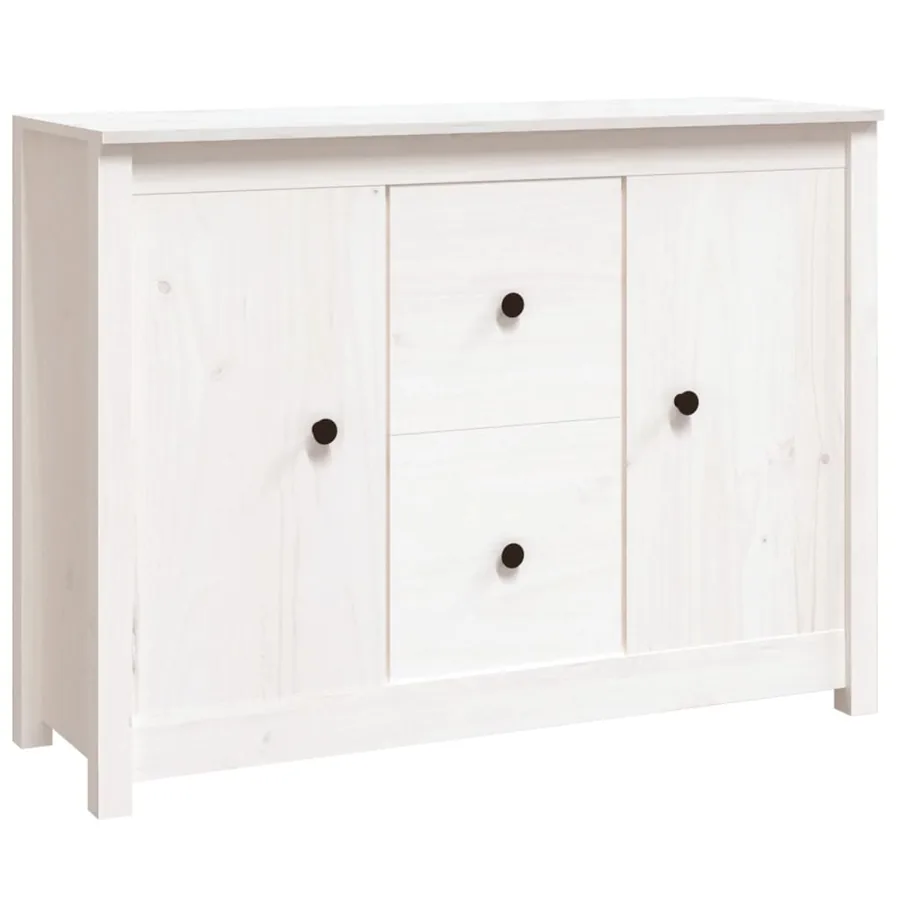Buffet Blanc 100x35x74 cm Bois massif de pin - 2
