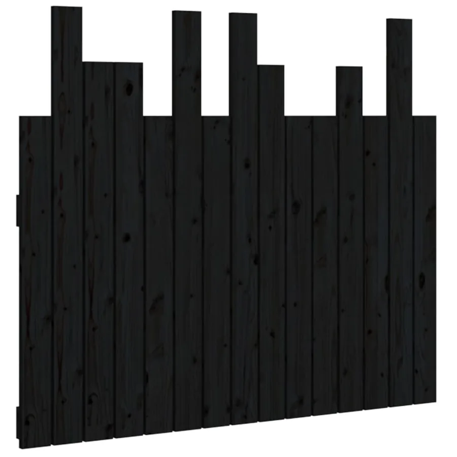 Tête de lit murale Noir 95,5x3x80 cm Bois massif de pin - 2